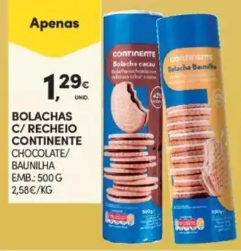 Continente Bolachas c/ Recheio Continente 500g promoção
