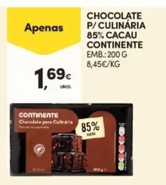 Continente Chcolate p/ Culinária 85% Cacau Continente 200g promoção
