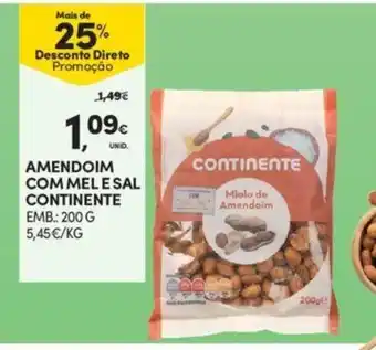 Continente Amendoim com mel e sal Continente 200g promoção