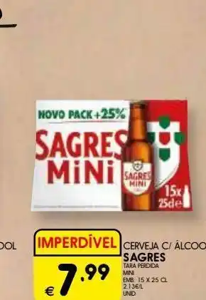 Meu Super Cerveja c/alcool sagres mini 15x25cl promoção