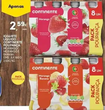 Continente Iogurte Líquido Continente Poupança 8x160g promoção