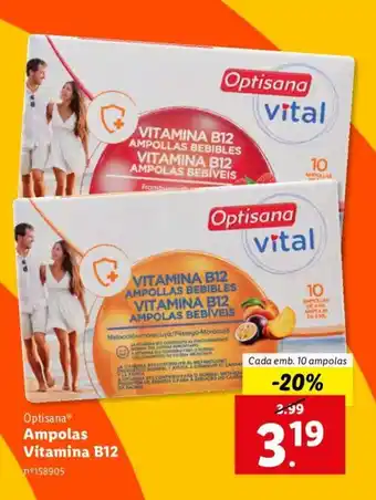 Lidl Optisana Ampolas Vitamina B12 promoção