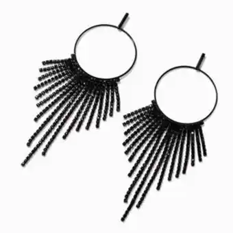 Claire's Black rhinestone 4 dreamcatcher fringe drop earrings promoção