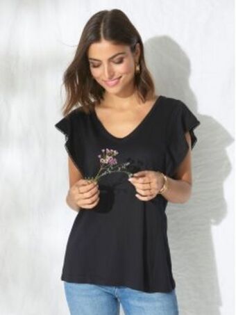Blusa sem mangas com folho nos ombros