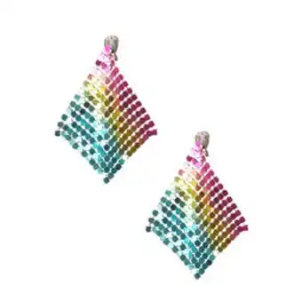 Claire's Rainbow mesh clip on drop earrings promoção