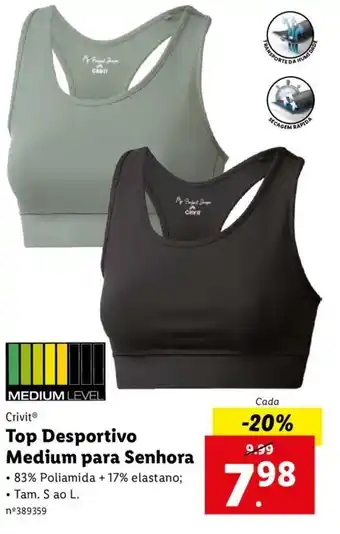 Lidl Crivit Top Desportivo Medium para Senhora promoção