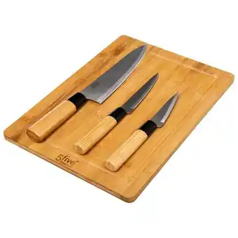 Hôma Tábua em bambu com 3 facas promoção