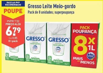 ALDI Leite semi desnatado gresso promoção