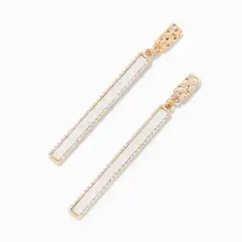 Claire's Gold 2 glitter bar linear drop earrings promoção
