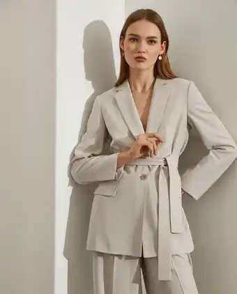 Lion of Porches Blazer para mulher comprido com cinto em rayon promoção