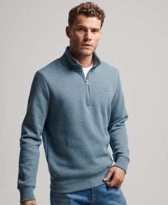 Superdry Vintage logo embroidered zip henley sweatshirt promoção