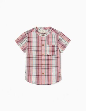 T-shirt em algodão às riscas para bebé menino, rosa/branco
