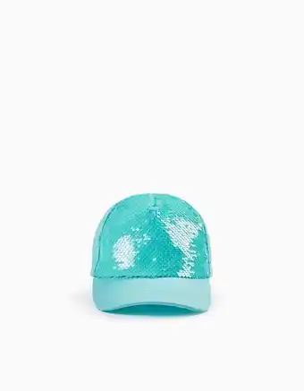 Boné com lantejoulas para menina, verde água