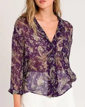 Naf Naf Blusa estampada color lila promoção
