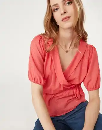 Naf Naf Blusa plumeti color coral promoção