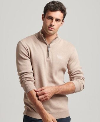 Superdry Organic cotton embroidered henley sweatshirt promoção