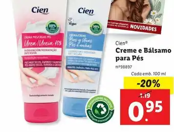Lidl Creme para os pés cien promoção