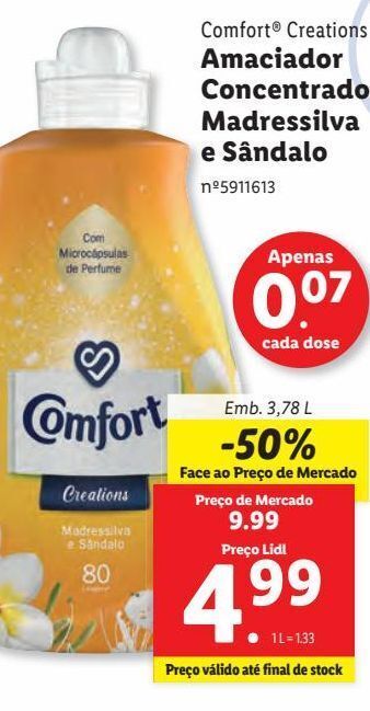 Lidl Amaciador comfort promoção
