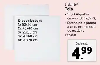 Lidl Tela para pintura promoção