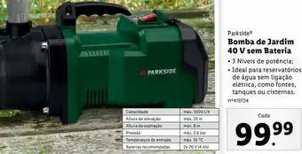 Lidl Bomba elétrica parkside promoção