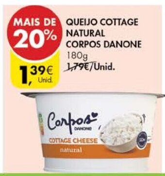Pingo Doce Queijo Cottage Natural Corpos Danone 180g promoção