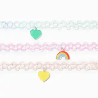 Claire's Claire's club kidcore rainbow tattoo choker necklaces - 3 pack promoção