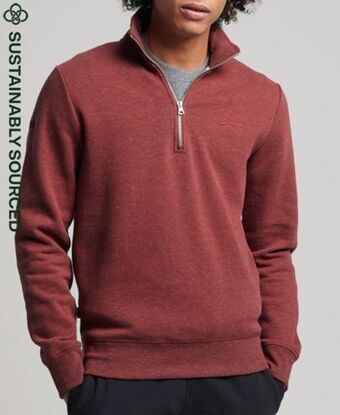 Superdry Organic cotton vintage logo zip henley sweatshirt promoção