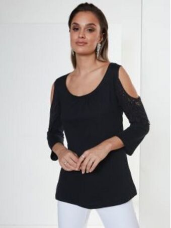 Venca Blusa manga 3/4 guipura ombros a descoberto promoção