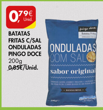 Pingo Doce Batatas Fritas C/Sal Onduladas Pingo Doce 200g promoção
