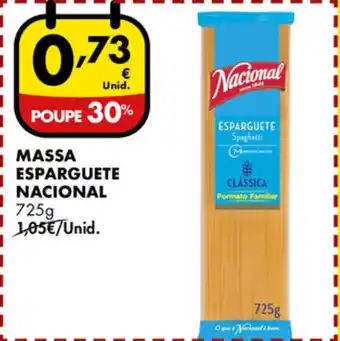 Pingo Doce Masssa Esparguete Nacional 725g promoção