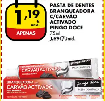 Pingo Doce Pasta de Dentes Branqueadora C/ Carvão Activado Pingo Doce 75ml promoção