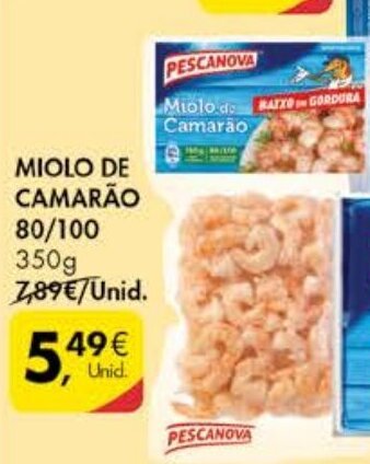 Pingo Doce Miolo de Camarão 80/100 350g promoção