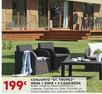 Bricomarché CONJUNTO "ST. TROPEZ" MESA + SOFÁ + 2 CADEIRÕES promoção