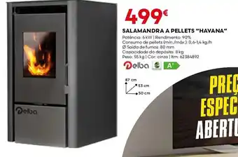 SALAMANDRA A PELLETS "HAVANA" Potência: 6 kW | Rendimento: 90%
