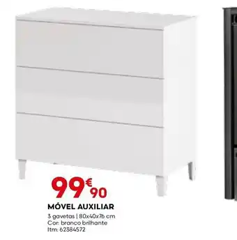 Bricomarché MÓVEL AUXILIAR 3 gavetas | 80x40x76 cm promoção
