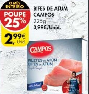 Pingo Doce Bifes de Atum Campos 225g promoção