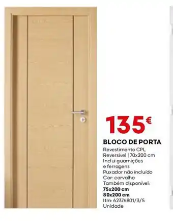 Bricomarché BLOCO DE PORTA Revestimento CPL Reversível | 70x200 cm Inclui guarnições e ferragens promoção