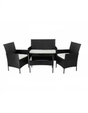 All House Conjunto rattanowych sofa 2l + 2maples + mesa centro preto/bege - sad3952 promoção