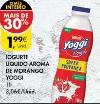 Pingo Doce Iogurte Líquido Aroma de Morango Yoggi 1lt promoção