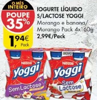Pingo Doce Iogurte Líquido S/Lactose Yoggi 4x160g promoção