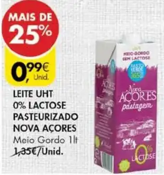 Pingo Doce Leite UHT 0% Lactose Pasteurizado Nova Açores 1lt promoção