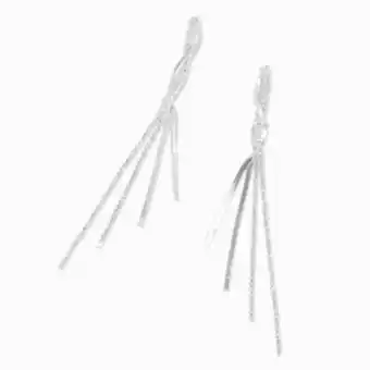 Silver herringbone twist 4 linear drop earrings