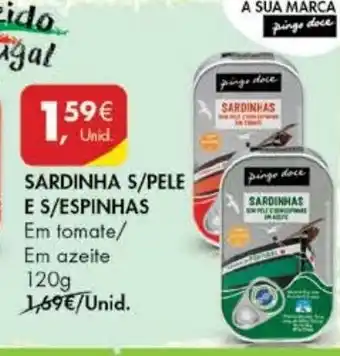 Pingo Doce Sardinha S/Pele e S/Espinhas 120g promoção