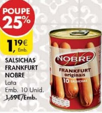 Pingo Doce Salsichas Frankfurt Nobre 10 Unid promoção