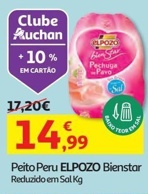 Auchan Peito de perú elpozo bienstar reduzido em sal kg promoção