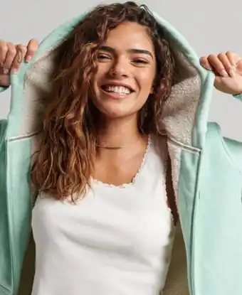Superdry Essential borg lined zip hoodie promoção