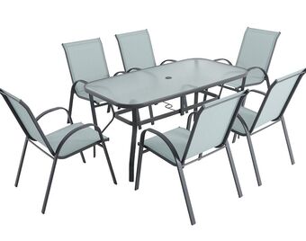 Auchan Conjunto refeição garden star cinza mesa+6cadeiras promoção