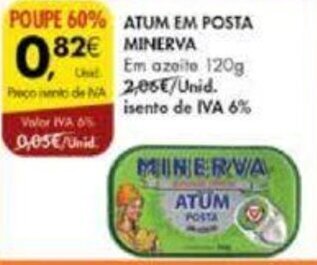 Pingo Doce ATUM EM POSTA MINERVA 120g promoção