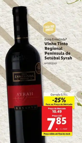 Lidl Vinho tinto dona ermelinda promoção