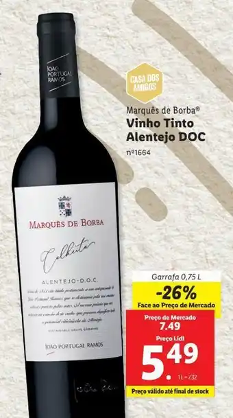 Lidl Vinho tinto marqués de borba promoção